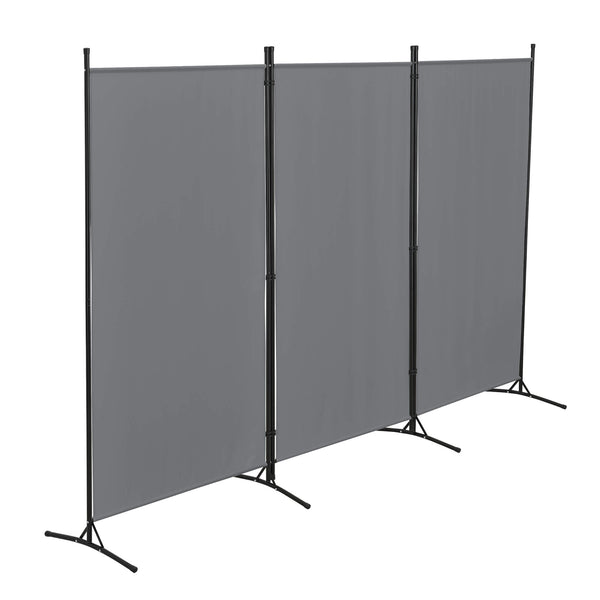Paravento divisorio a 3 pannelli Teruel, 260x176 cm, grigio scuro