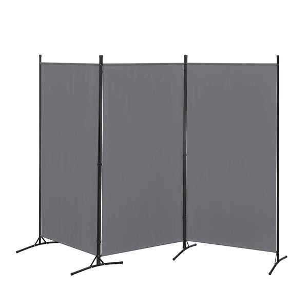 Paravento divisorio a 3 pannelli Teruel, 260x176 cm, grigio scuro