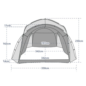 Pavillon LED KAYLA 3.5 x 3.5 m transparent/blau
