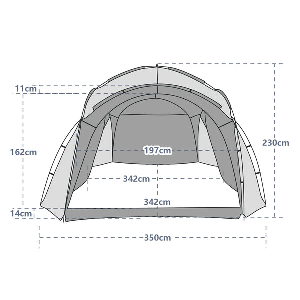 Pavillon LED KAYLA 3.5 x 3.5 m transparent/blau