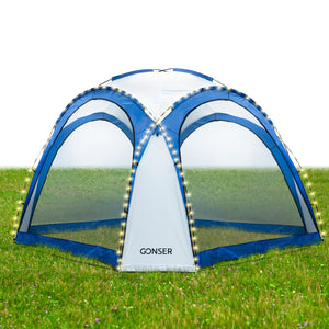 Pavillon LED KAYLA 3.5 x 3.5 m transparent/blau