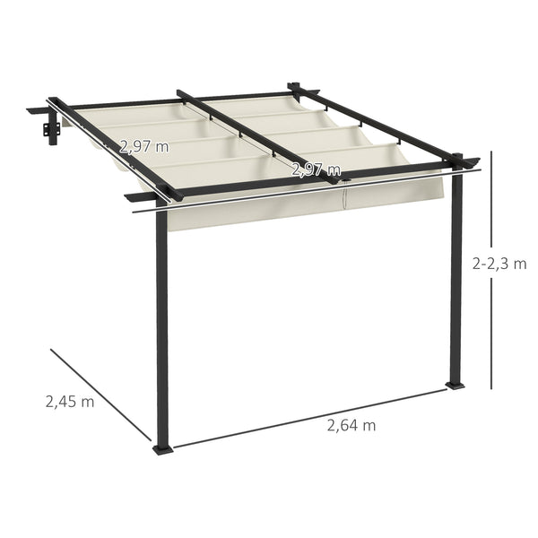 Pavillon 2.9x2.9m Pergola Anbau Creme