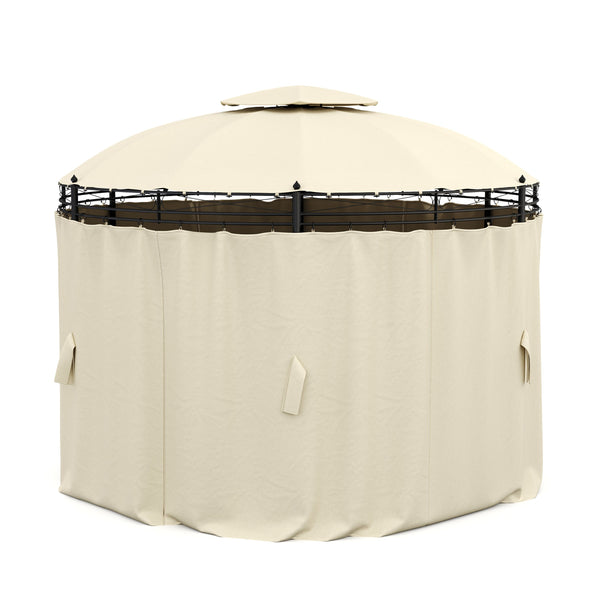 Gartenpavillon LED rund beige