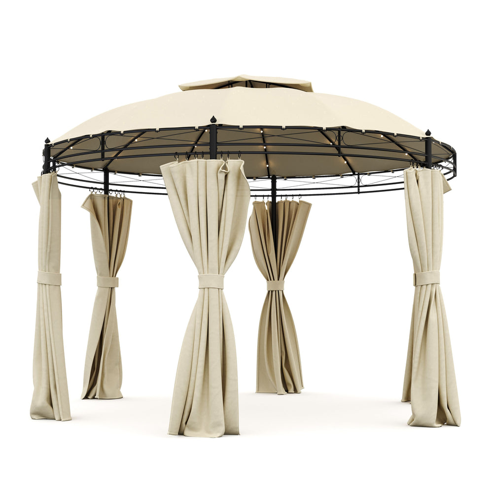 Gartenpavillon LED rund beige