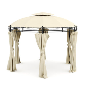 Gartenpavillon LED rund beige