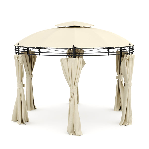 Gartenpavillon LED rund beige