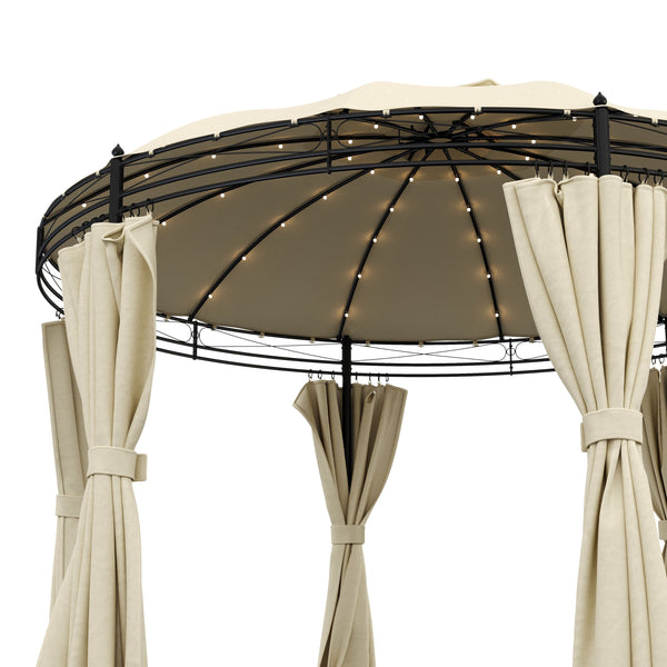 Gartenpavillon LED rund beige