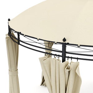 Gartenpavillon LED rund beige