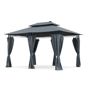 Gartenpavillon LED 3 x 4 m grau