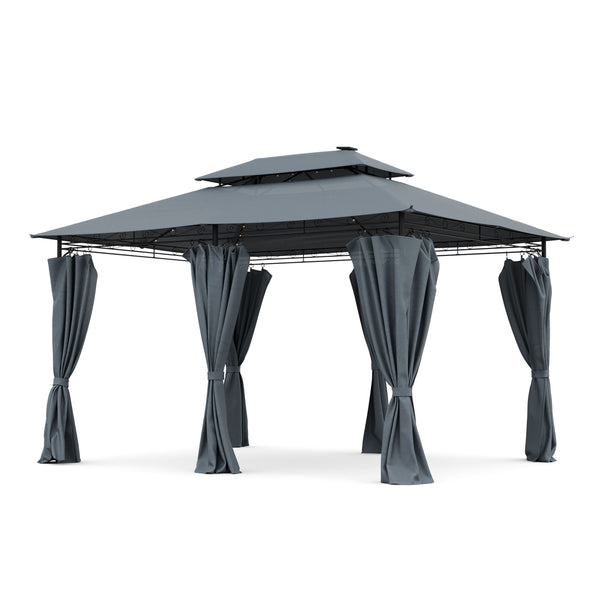 Gartenpavillon LED 3 x 4 m grau