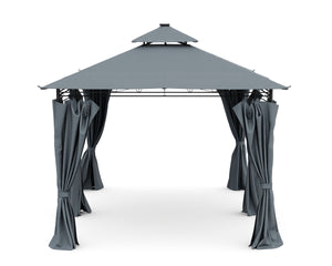 Gartenpavillon LED 3 x 4 m grau