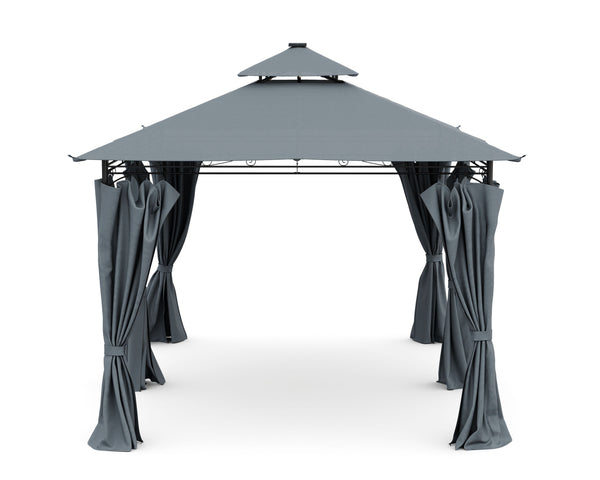 Gartenpavillon LED 3 x 4 m grau