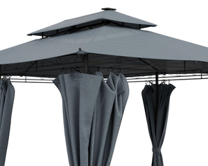Gartenpavillon LED 3 x 4 m grau