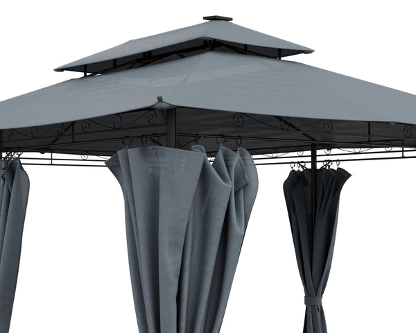 Gartenpavillon LED 3 x 4 m grau
