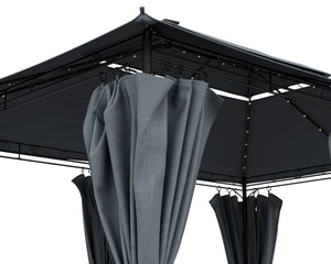 Gartenpavillon LED 3 x 4 m grau