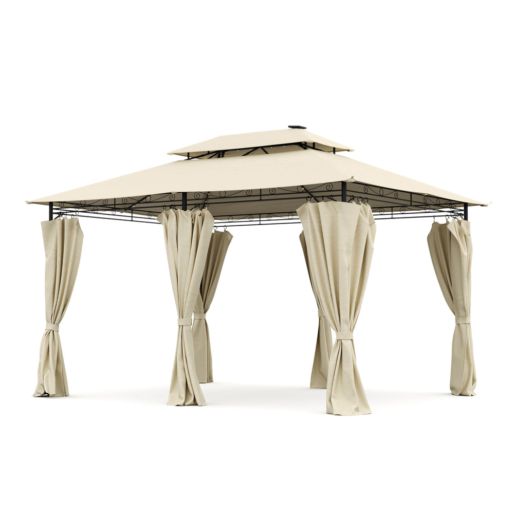 Gartenpavillon LED 3 x 4 m beige