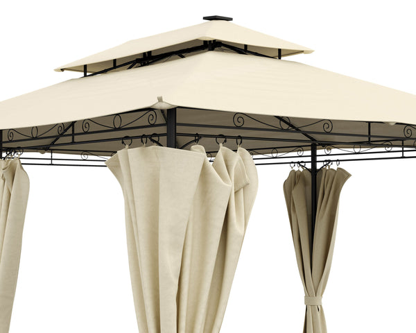 Gartenpavillon LED 3 x 4 m beige