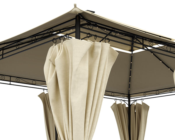 Gartenpavillon LED 3 x 4 m beige