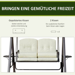 2-Sitzer Hollywoodschaukel Gartenschaukel mit Sonnendach Kissen Metall Polyester Beige