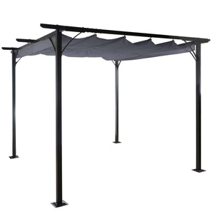 Pergola 3,5x3,5m stabiles 6cm-Gestell + Schiebedach ~ grau
