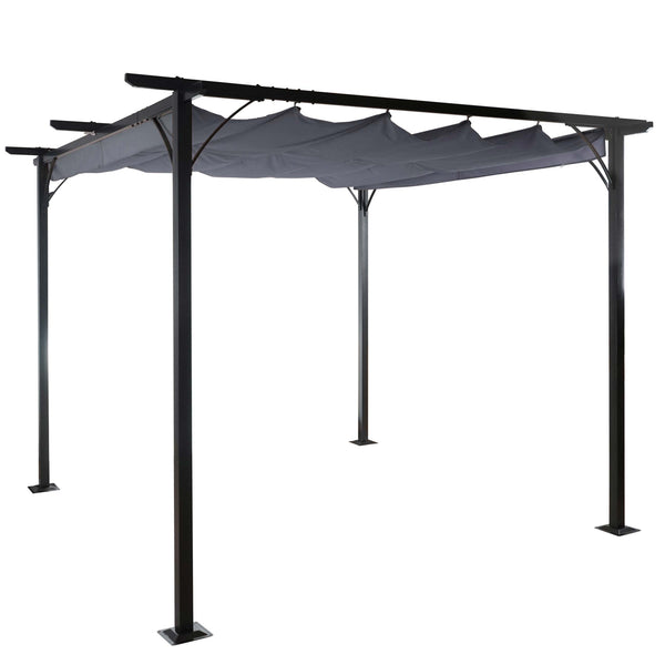 Pergola 3,5x3,5m stabiles 6cm-Gestell + Schiebedach ~ grau