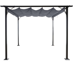 Pergola 3,5x3,5m stabiles 6cm-Gestell + Schiebedach ~ grau