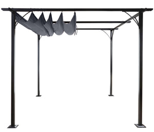 Pergola 3,5x3,5m stabiles 6cm-Gestell + Schiebedach ~ grau