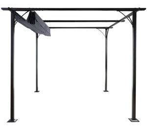 Pergola 3,5x3,5m stabiles 6cm-Gestell + Schiebedach ~ grau