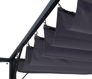 Pergola 3,5x3,5m stabiles 6cm-Gestell + Schiebedach ~ grau