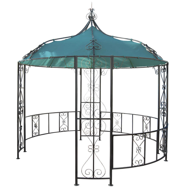 Pergola Main Garten Pavillon stabiles Stahl-Gestell Ø 3m türkis