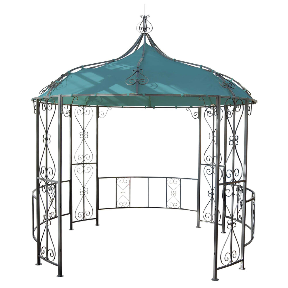Pergola Main Garten Pavillon stabiles Stahl-Gestell Ø 3m türkis