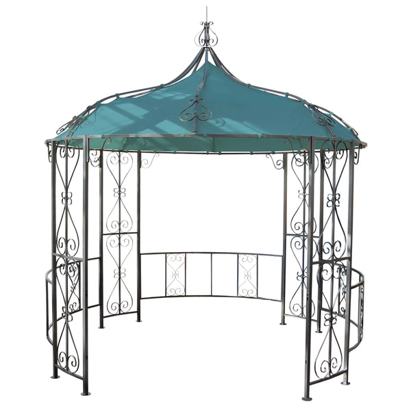 Pergola Main Garten Pavillon stabiles Stahl-Gestell Ø 3m türkis