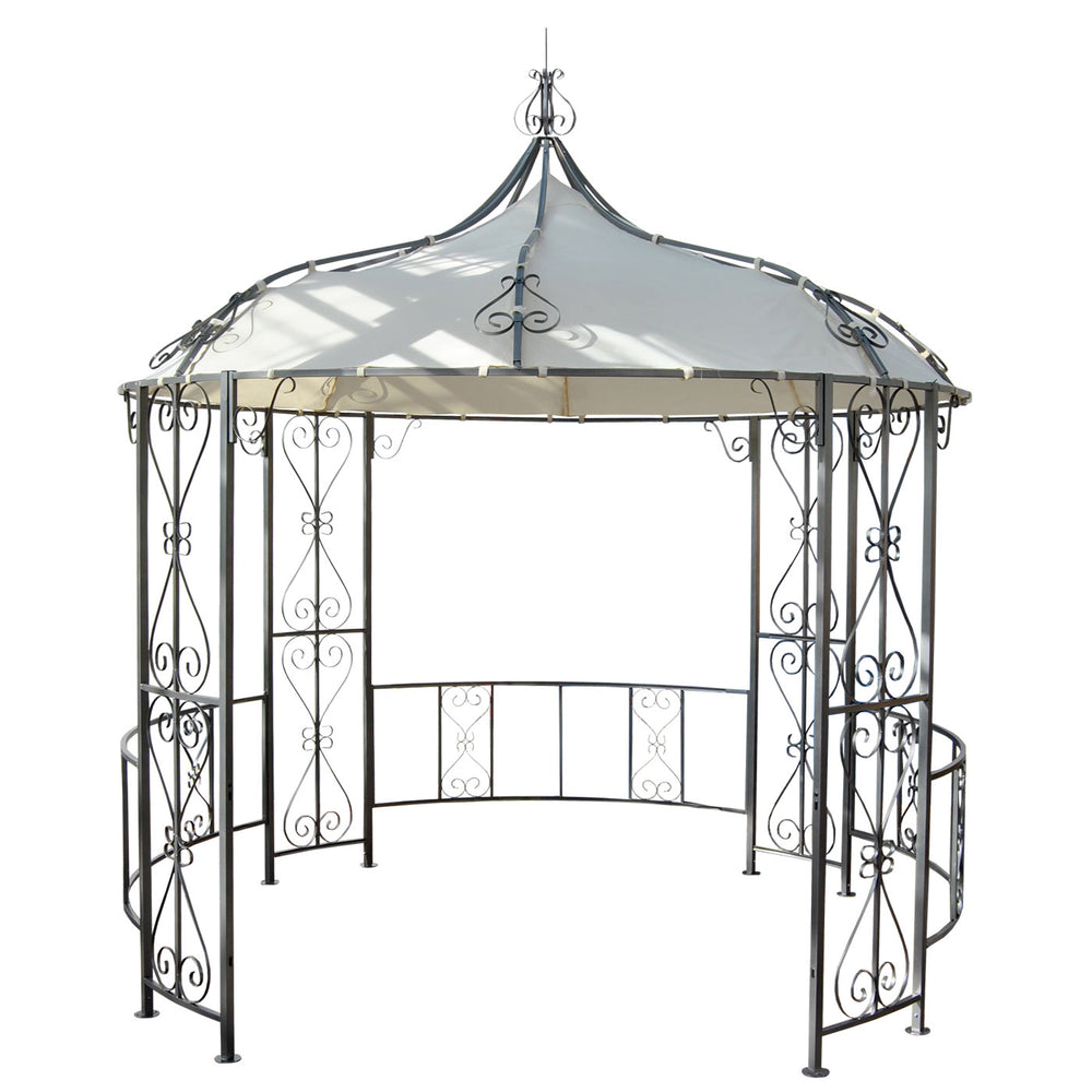 Pergola Main Garten Pavillon stabiles Stahl-Gestell Ø 3m creme