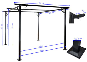 Pergola Avila - Garten Pavillon 3x3m grau
