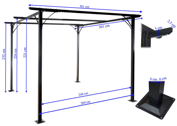 Pergola Avila - Garten Pavillon 3x3m grau