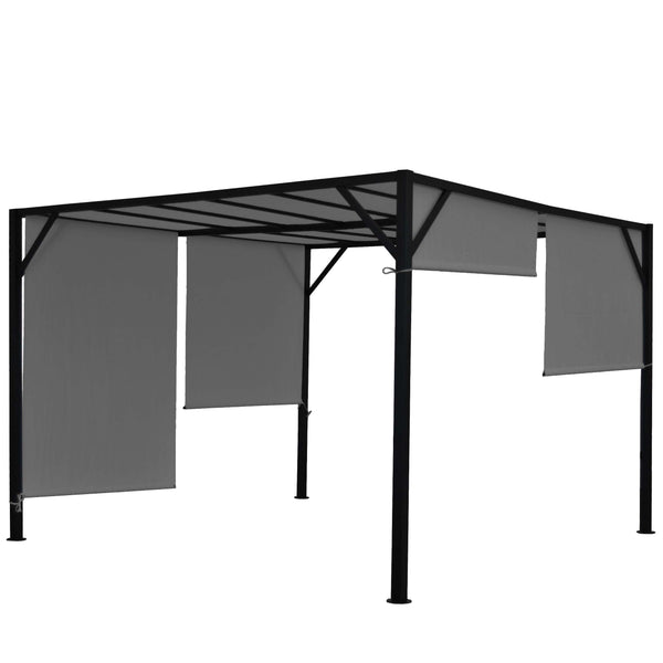 Pergola Baia - Garten Pavillon + Schiebedach grau ~ 3x3m