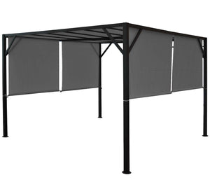Pergola Baia - Garten Pavillon + Schiebedach grau ~ 3x3m