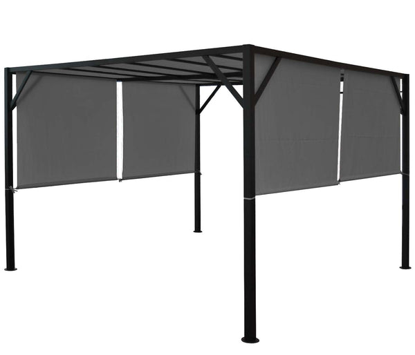Pergola Baia - Garten Pavillon + Schiebedach grau ~ 3x3m