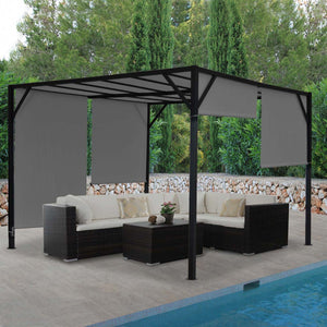 Pergola Baia - Garten Pavillon + Schiebedach grau ~ 4x4m