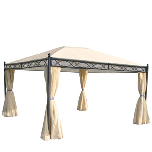 Pergola Cadiz 4x3m mit Seitenwand + Moskitonetz ~ creme