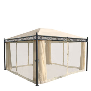 Pergola Cadiz 4x3m mit Seitenwand + Moskitonetz ~ creme