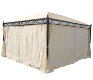Pergola Cadiz 4x3m mit Seitenwand + Moskitonetz ~ creme