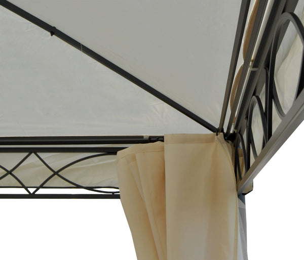 Pergola Cadiz 4x3m mit Seitenwand + Moskitonetz ~ creme