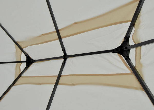 Pergola Cadiz 4x3m mit Seitenwand + Moskitonetz ~ creme