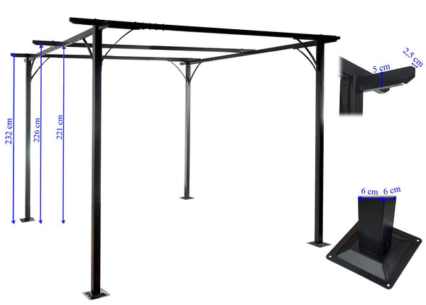 Pergola Garten Pavillon + Schiebedach 3,5x3,5m