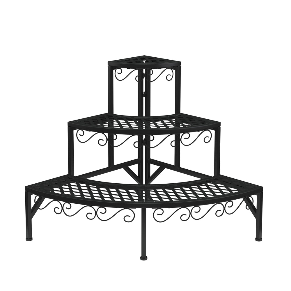 Mensola per piante 87 x 65 x 65 cm nera