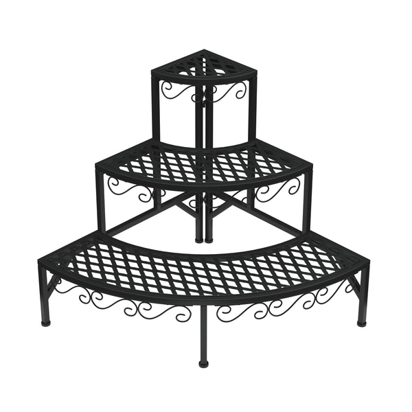 Mensola per piante 87 x 65 x 65 cm nera