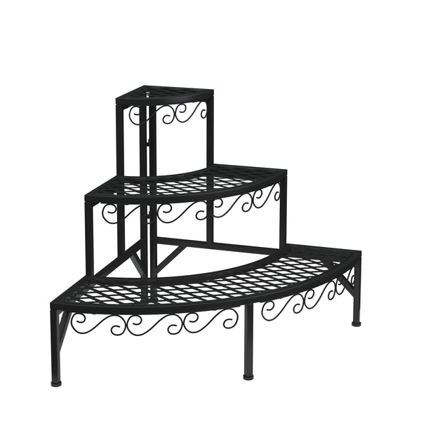 Mensola per piante 87 x 65 x 65 cm nera