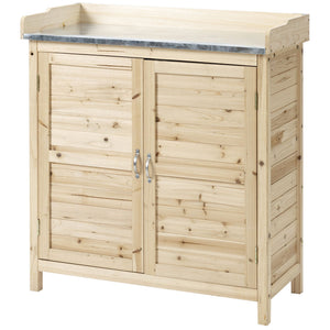 Table de jardinage, meuble de jardin avec caisson, bois, 83 x 40 x 92 cm