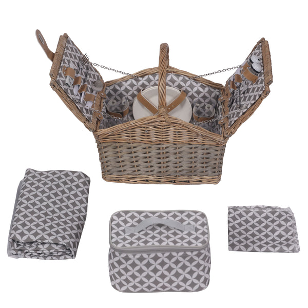 Set di cestini da picnic per 4 persone, 36 x 28 x 28 cm